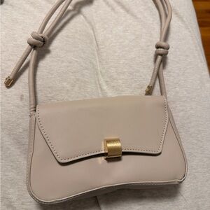 Women's Cream Shoulder Bag with Gold Accent